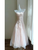Niulatu Pink Spaghetti Straps A-Line Tulle Long Prom Dresses Birthday Evening Dress Gowns HZ1103