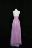 Niulatu Purple Square Neck A-Line Sequin Prom Dresses Sweet Birthday Party Dress HZ1103