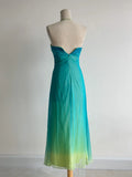 Niulatu Gradient Turquoise Halter Neck Chiffon Sheath Prom Dresses Vintage Party Dress HZ1103