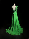 Niulatu Bud Green A-Line Chiffon Long Prom Dresses Vintage Formal Evening Gowns HZ1103
