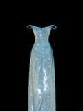 Niulatu Tiffany Blue Off Shoulder Sheath Sequin Long Prom Dresses Formal Evening Gowns HZ1103