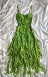 Niulatu Bud Green Spaghetti Straps Bodycon Beaded Chiffon Short Prom Dresses Vintage Party Dresses with Appliques HZ1103