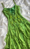 Niulatu Bud Green Spaghetti Straps Bodycon Beaded Chiffon Short Prom Dresses Vintage Party Dresses with Appliques HZ1103