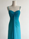 Niulatu Gradient Blue Spaghetti Straps Sheath Chiffon Prom Dresses Evening Dress Gowns HZ1103
