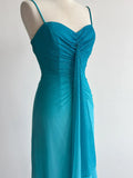Niulatu Gradient Blue Spaghetti Straps Sheath Chiffon Prom Dresses Evening Dress Gowns HZ1103