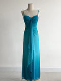 Niulatu Gradient Blue Spaghetti Straps Sheath Chiffon Prom Dresses Evening Dress Gowns HZ1103