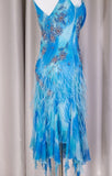 Niulatu Blue Spaghetti Straps Sheath Chiffon Beaded Short Prom Dresses HZ1103