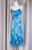Niulatu Blue Spaghetti Straps Sheath Chiffon Beaded Short Prom Dresses HZ1103