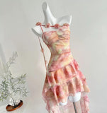 Niulatu Pink One Shoulder Chiffon Hi-Lo Party Dress HZ1103