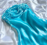 Niulatu Blue Satin Strapless A-Line Prom Dresses Birthday Evening Dresses HZ1103