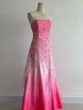 Niulatu Gradient Pink Strapless A-Line Satin Prom Dresses Vintage Beaded Evening Gowns HZ1103