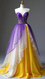 Niulatu Purple Sweetheart A-Line Satin Chiffon Prom Dresses Birthday Evening HZ1103