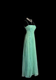 Niulatu Green Spaghetti Straps Satin Beading Empire Prom Dresses Vintage Formal Evening Gowns HZ1103