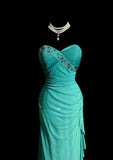 Niulatu Blue Glitter Chiffon Sweetheart Sheath Prom Dresses Formal Evening Gowns with Ruffles HZ1103