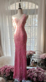 Niulatu Gradient Pink Mermaid V Neck Chiffon Beading Long Prom Dresses Vintage Formal Evening Gowns HZ1103