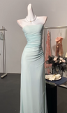 Niulatu Light Green Strapless Bodycon Chiffon Prom Dresses Simple Formal Evening Gowns HZ1103