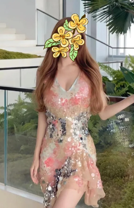 Niulatu V-neck Bodycon Party Dress Sequin Chiffon Short Prom Dresses Sparkly Homecoming Dresses HZ1103