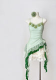 Niulatu Green Spaghetti Straps Bodycon Lace Tulle Short Prom Dresses Homecoming Dresses HZ1103