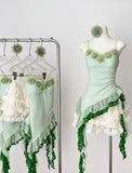 Niulatu Green Spaghetti Straps Bodycon Lace Tulle Short Prom Dresses Homecoming Dresses HZ1103