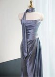 Niulatu Strapless Sheath Satin Prom Dresses Formal Evening Gowns HZ1103