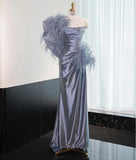 Niulatu Strapless Sheath Satin Prom Dresses Formal Evening Gowns HZ1103