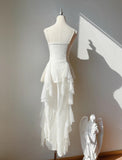 Niulatu White Spaghetti Straps Chiffon A-Line Prom Dresses Birthday Evening Gowns HZ1103