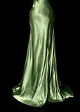 Niulatu Green V-neck Satin Mermaid Long Prom Dresses Vintage Beaded Evening Dress HZ1103
