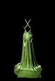 Niulatu Green V-neck Satin Mermaid Long Prom Dresses Vintage Beaded Evening Dress HZ1103