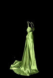 Niulatu Green V-neck Satin Mermaid Long Prom Dresses Vintage Beaded Evening Dress HZ1103