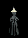 Niulatu Black Sweetheart Neck A-Line Taffeta Long Prom Dresses Elegant Formal Evening Gowns HZ1103