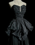 Niulatu Black Sweetheart Neck A-Line Taffeta Long Prom Dresses Elegant Formal Evening Gowns HZ1103