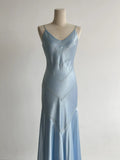 Niulatu Grey Blue Spaghetti Straps Mermaid Satin Beading Party Dress HZ1103