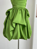 Niulatu Green Strapless A-Line Satin Short Prom Dresses Homecoming Dresses HZ1103