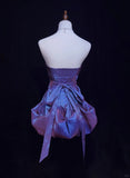 Niulatu Purple Strapless A-Line Taffeta Short Prom Dresses Homecoming Dresses HZ1103