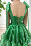 Niulatu Green Strapless A-Line Chiffon Short Prom Dresses Homecoming Dresses HZ1103