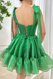 Niulatu Green Strapless A-Line Chiffon Short Prom Dresses Homecoming Dresses HZ1103