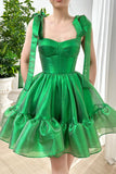 Niulatu Green Strapless A-Line Chiffon Short Prom Dresses Homecoming Dresses HZ1103