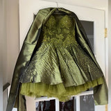 Niulatu Dark Olive Green Sweetheart Neck A-Line Satin Tulle Short Prom Dresses Homecoming Dresses HZ1103