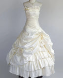 Niulatu Strapless White A-Line Satin Wedding Dress Formal Evening Gowns HZ1103