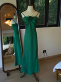 Niulatu Green Spaghetti Strap Sheath Chiffon Prom Dress Elegant Evening Gowns HZ1103
