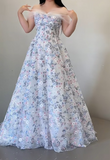 Niulatu White Off-the-shoulder A-Line Tulle Long Prom Dresses Elegant Wedding Dress with Appliques HZ1103
