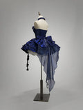 Niulatu Deep Royal Blue Strapless A-Line Lolita Prom Dresses Homecoming Dress HZ1103