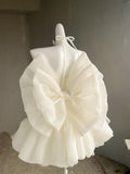Niulatu Off-White Strapless A-Line Tulle Short Prom Dresses Homecoming Dress HZ1103