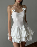 Niulatu White Spaghetti Straps A-Line Chiffon Short Prom Dresses Homecoming Dress HZ1103