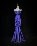 Niulatu Purple Sweetheart Mermaid Satin Long Prom Dresses Formal Evening Gowns HZ1103
