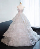 Niulatu White Sweetheart Neck A-Line Tulle Beaded Wedding Dresses HZ1103