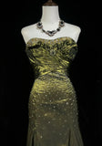 Niulatu Green Strapless Mermaid Beaded Satin Long Prom Dresses Formal Evening Gowns HZ1103