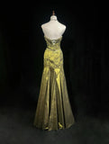 Niulatu Green Strapless Mermaid Beaded Satin Long Prom Dresses Formal Evening Gowns HZ1103
