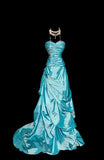 Niulatu Blue Sweetheart Neck A-Line Taffeta Long Prom Dresses Formal Evening Gowns HZ1103