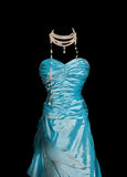 Niulatu Blue Sweetheart Neck A-Line Taffeta Long Prom Dresses Formal Evening Gowns HZ1103